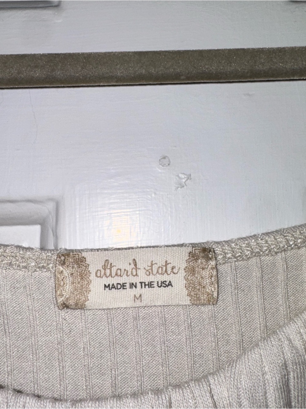 Altar'd State Beige Ribbed Long-Sleeve Crop Top Bell Sleeves stretchy M - Picture 2 of 9